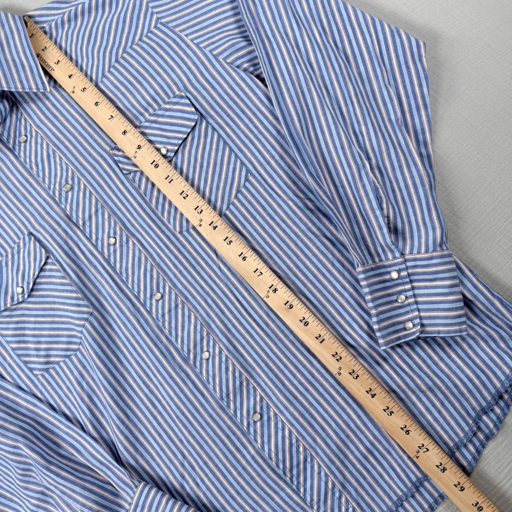 Lot of 2 Vintage Wrangler Pearl Snap Western Shirts Men Large Stripe Lightweight - Picture 7 of 9
